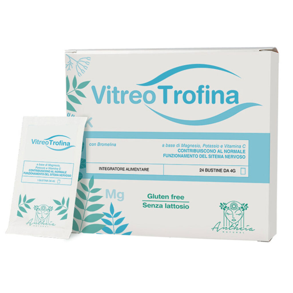 VitreoTrofina Integratore con magnesio, potassio, vitamina C e bromelina per un benessere nervoso e pressione equilibrata. 24 bustine.