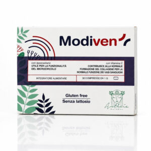 Modiven è un integratore alimentare formulato con Diosmina, Bromelina, Troxerutina, Ippocastano e Vitamina C